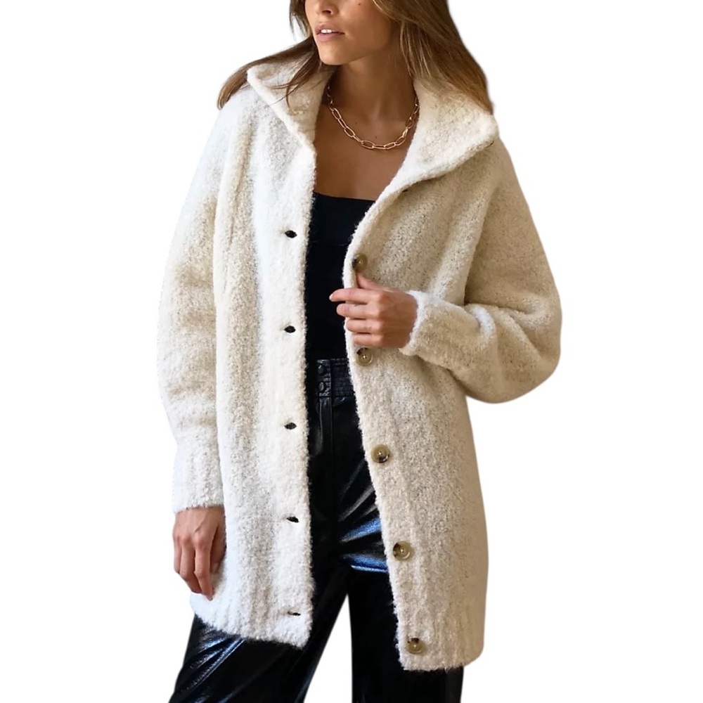 Aritzia Cream Button-Front Cozy Cardigan
